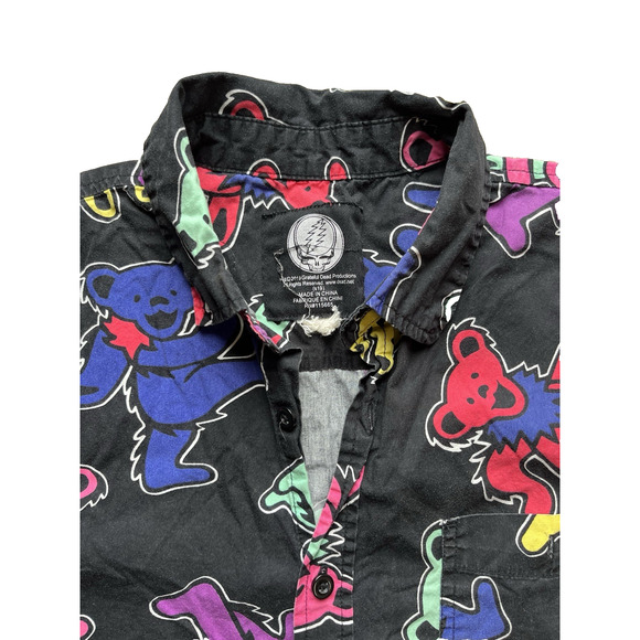 Grateful Dead Dancing Bears Shirt All Over Print Button Front Men's M - Picture 3 of 6